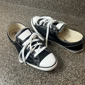 Converse Chuck Taylor All Star Lace Up Low Classic Black Leather Shoe Women Sz 8